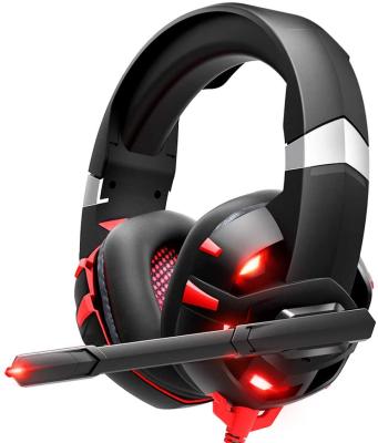 China Headband High Sound Quality Gaming Headset With Microphone LED Lights Clear USB Wired Headphones for sale