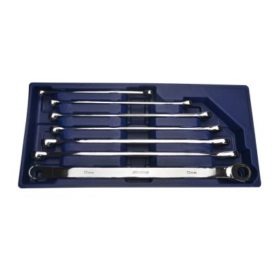 China Repair Tools Box Hand Tool Extra Long Flexible Ratchet Single Ring Open End Wrench Set for sale