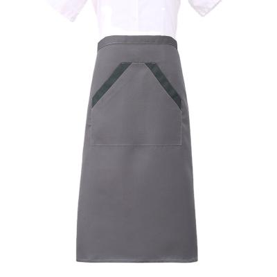 China Prevent Carbon Black Half-Cut Wholesale Apron Half Waist Bartender Cooking Chef Kitchen Apron for sale