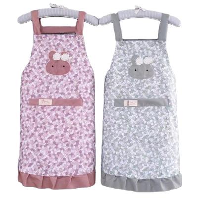 China Oil and Dust Proof Lady Dress Restaurant Home Kitchen Cooking Floral Kitchen Aprons Cotton Apron Pattern Sleeveless Apron for sale