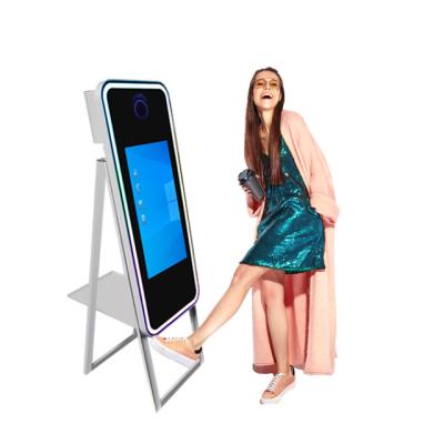 China 40inches LED light frame new foldable Portable Mirror Selfie smart Touch mirror photo booth affordable magic mirror photo booth for sale