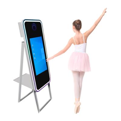 China 40 inches LED light frame new foldable Portable Mirror Selfie smart Touch mirror photo booth affordable magic mirror photo booth for sale