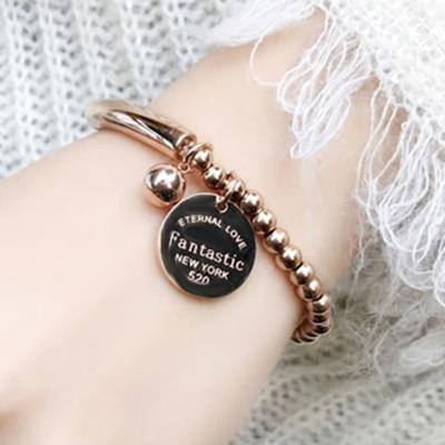 China Trendy Brand Stainless Steel Bracelet Beaded Hanging Round Woman's Bracelets FASHIONABLE Joyous Gifts Women's Small for sale