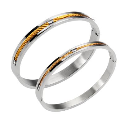 China Couples Romantic Style Jewelry Gift Titanium Steel Bracelet Inlaid Metal Wire Stainless Steel Braided Bracelet for sale