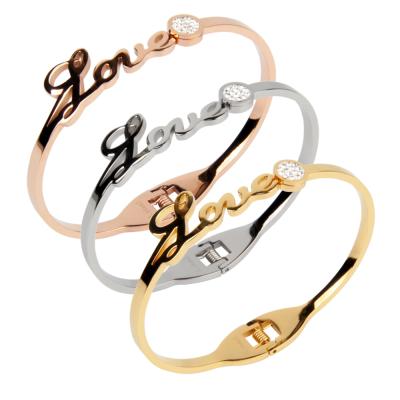 China New Fashionable European and American Romantic English Alphabet Stainless Steel Gold Bracelet Jewelry Gifts for sale