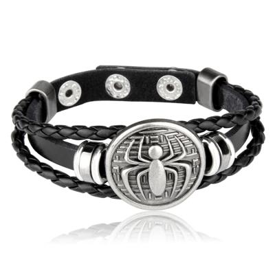 China 2020 hot new fashionable men's style spider punk braided leather bracelet accessories for sale