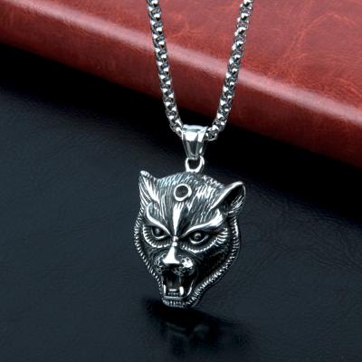 China Punk rock personality accessories Non-mainstream party leopard head stainless steel male titanium steel pendant necklace for sale