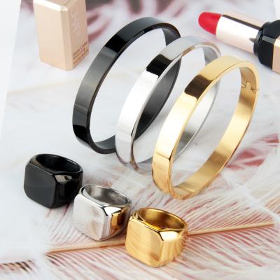 China High Quality Fashion Neo-Gothic Simple Unisex Costume Jewelry Accessories Accept Stainless Steel Bangle Custom Engraving Micro-Standard Ring for sale