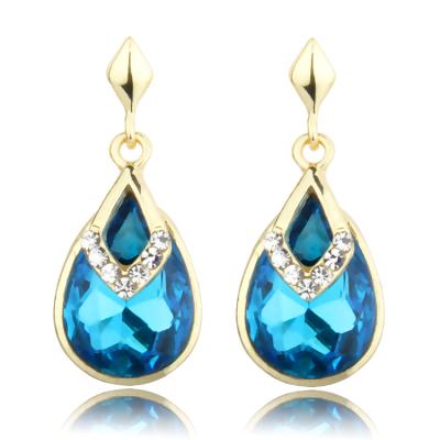 China Hot sale temperament cheap simple ladies of crystal + rhinestone sapphire crystal + alloy earrings new drop diamond earrings for sale