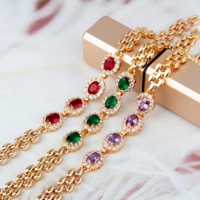 China Noble Hiphop Style Ladies Gift Accessories Gold Chain Inlaid Crystal Diamond Cuban Link Bangle Bracelet for sale