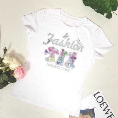 China Factory Supply Bling Bling Rhinestone Tee Breathable Colorful Mother's Day Women T Shirts for sale