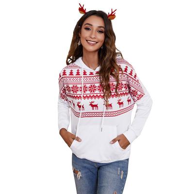 China Cheap Price QUICK DRY Women'S Autumn Winter Hooded Christmas Printed Loose Sweater And Hoodies for sale