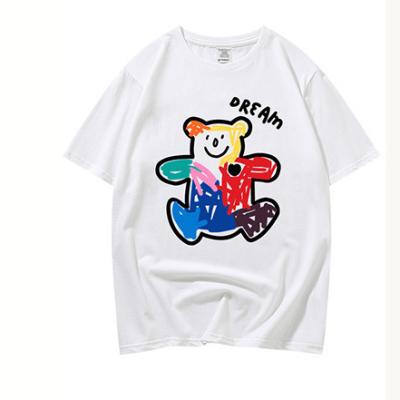 China Anti-Pilling Women's Head 100% Cotton Rainbow Bear Half Sleeve Men's and Women's T-Shirts for sale