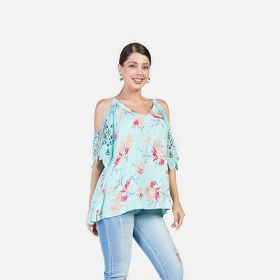 China OEM and ODM factory price anti-pilling women causal floral drop shoulder shirt and blouse for sale