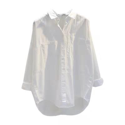 China Korean Style Anti-pilling Loose Women's Office Madame Long Sleeve White Shirt Causal Blouse for sale