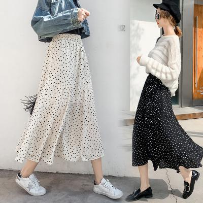 China Girl's High Quality Breathable Causal Polka Dot High Waist Long Women Skirts for sale