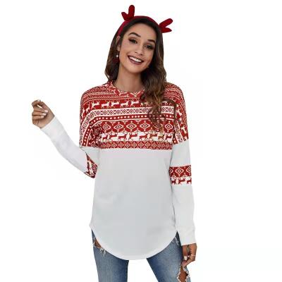 China Wholesale Christmas Colorblock Breathable Loose Printing Graphic Women's Sweatshirt for sale