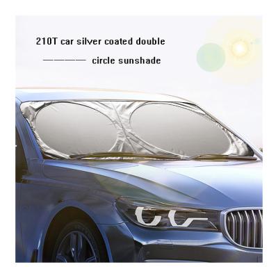 China Simple color without the pattern Car 210T double-circle sunshade summer car sunshade heat insulation sunshade front guard silver-coated car sunshade guard for sale