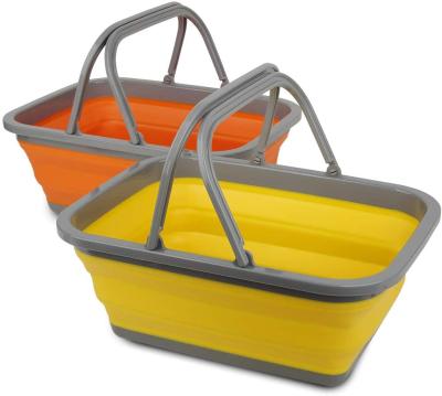 China Viable Retractable Hike Camping Basket With Handle Folding Mop Sink Bucket Home Outdoor Tools Portable Foldable Handbasket for sale