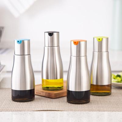 China Stainless Steel Seasoning Vinegar Jar Glass Oil Bottle Soy Sauce Jar Storage Bottle Kitchen Tools Viable Vinegar Jar for sale