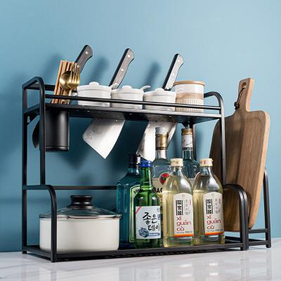 China Black Sustainable Carbon Steel Kitchen Shelf Organizer Dish Drying Storage Rack Rack With Drain Shelf Countertop Organizer for sale