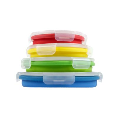 China Freshness Preservation 4pcs Kids Collapsible Flexible Durable Silicone Food Bowl Set With Lid for sale