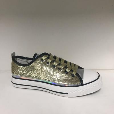 China cotton fabric/canvas female sequin sports wearable shoes/rubber hot sale for sale