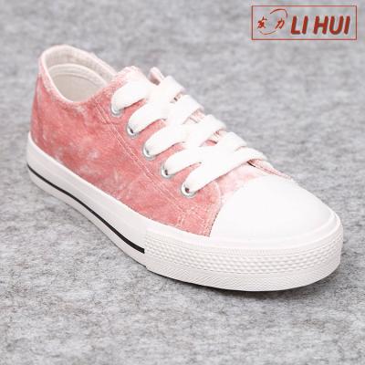 China High Quality Cotton Fabric/Canvas/Fashion High Top Candy Color Rubber Kids Shoes Girl for sale