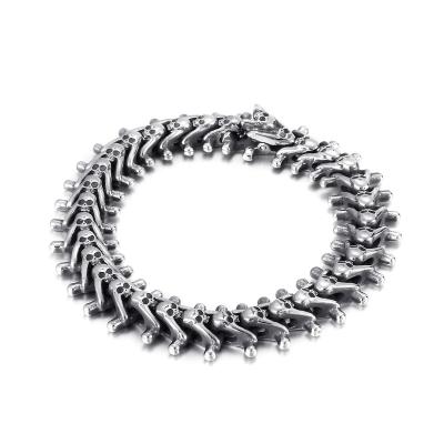 China Europe and America's CLASSIC retro trend exaggerated personality small skull men's titanium steel bracelet for sale