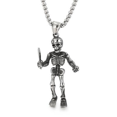 China CLASSIC European and American retro make old sword lift double hug titanium skeleton men's pendant props for sale