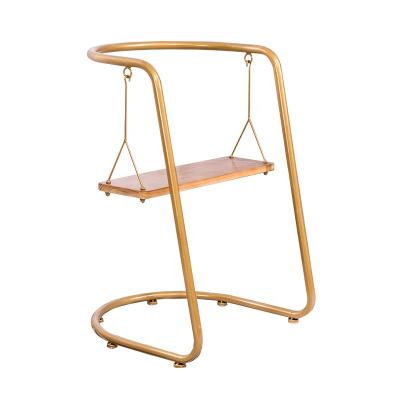 China Nordic Furniture Gold Wooden Swing Chair Coffee Girls Swing Chair Metal Leisure Simple Chairs For Cafe Restaurant for sale