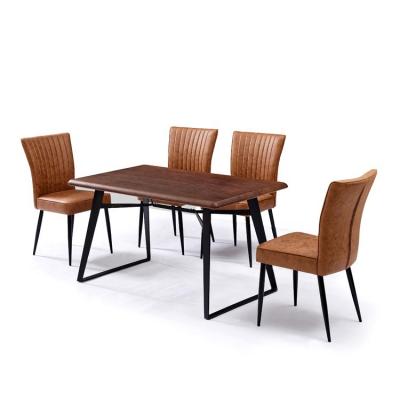 China Color Optional China Factory Custom Wholesale Glass Table Set Luxury Marble Dining Table Sets With 6 Leather Dining Chairs Sets For Dining Room for sale