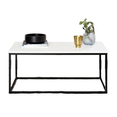 China New Simple Design Hot Sale Modern Design Iron Frame Customized MDF Top Rectangular Coffee Table for sale