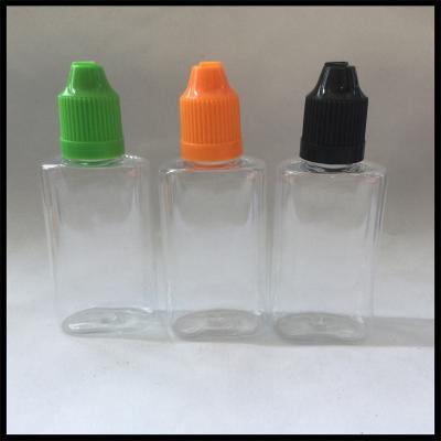 China Flat Square Bottles 30ml PET E Liquid Bottes With Childproof Cap And Long Thin Tip Dropper Bottles for sale