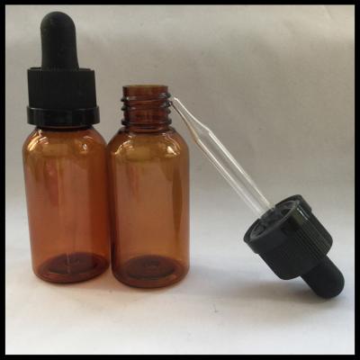 China 30ml Amber Plastic Bottle E Liquid Bottle With Childproof Matte Cap And Glass Dropper Bottle for sale