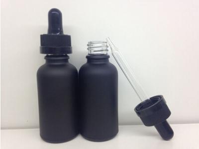 China 30ml Frost Black Glass Bottles With Childproof Cap And Glass Dropper E Liquid Bottles for sale