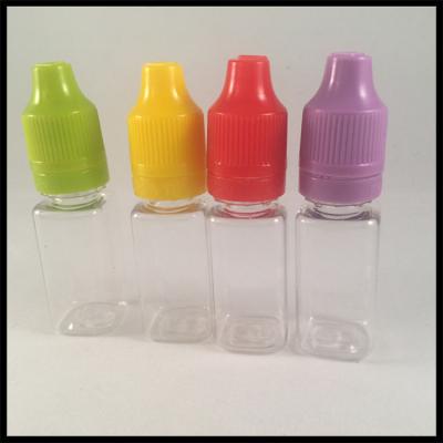 China Square Bottle 10ml Plastic E Liquid Bottles With Childproof Tamper Cap And Long Thin Tip Dropper for sale