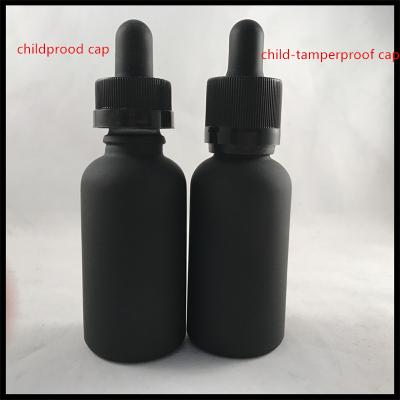 China Black Frosted Glass Dropper Bottles 30ml With Childproof Tamper Cap And Glass Pipette Bottles for sale