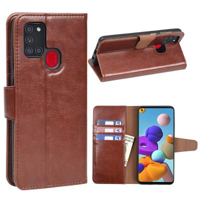 China Factory Direct Wholesale Leather Case Flip Wallet Phone Case Mobile Shockproof Phone Bags For Samsung Galaxy A21S Case for sale