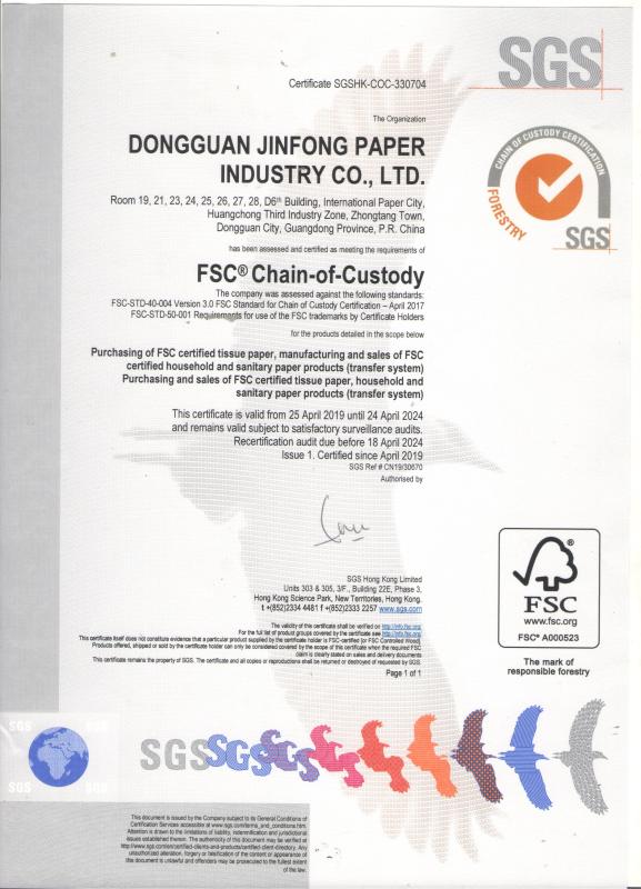 FSC - Dongguan Jinfong Paper Industry Co., Limited