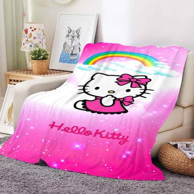 China Cartoon Cute New Design Custom Silk Touch Cozy Fuzzy Fluffy Plush Fleece Throw blanket double air conditioning blanket baby KT padded for sale