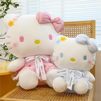 China Cartoon Cute New Flower Kt Cat Plush Toy Sanrio Hi Kitty Plushies Stuff Doll Children Girls Throw Pillow Giant Kitty Stuffed Cuddly Toy Gift for sale