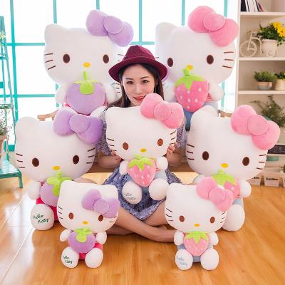 China Cartoon Cute Strawberry Kt Cat Stuffed & Plush Toy Cartoon Kitty Dolls Cute Kitty Stuffed Toys Children And Girls Sanrio Kt Throw Pillows for sale