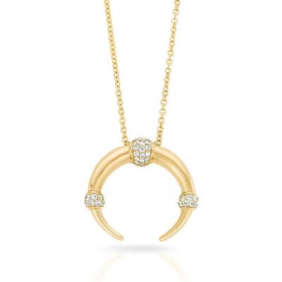 China Made with 925 Sterling Silver Gemnel 925 Hot Sale 18k Gold Diamond Silver Moon Luxury Pendant Necklaces for sale