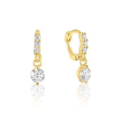 China FASHIONABLE Hot Sale 14k Gold Gemnel Ultra Tiny Gem Sparkling Crystal Drop Huggies Circle Earrings for sale