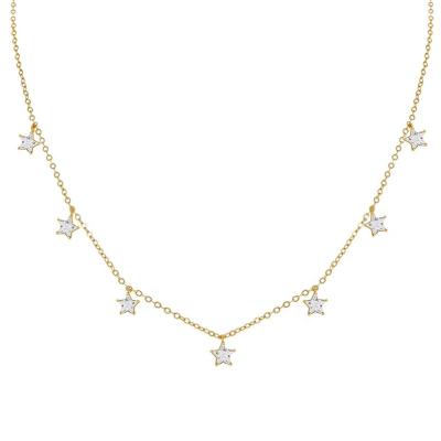 China Made with 925 Sterling Silver Gemnel 925 CZ Star Charm Fascinating Choker With Diamonds Jewelry Necklace For Woman for sale