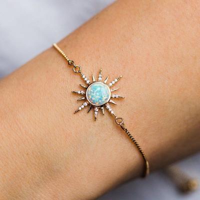 China CLASSIC Fine Jewelry 925 Silver Vermeil Silver Gold Opal Six Star Adjusteble Charms For Bracelet Volume for sale