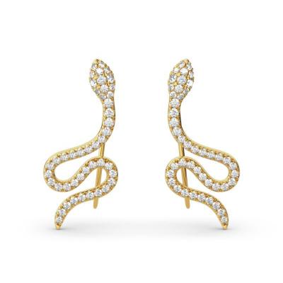 China TRENDY Gemnel Fashion Jewelry Stud Earrings 925 Sterling Silver Personality Snake Design Climber Stud Earrings for sale