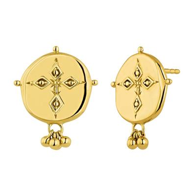 China Made with 925 Sterling Silver Old Jewelry 925 Sterling Silver Gold and Silver Medallion Earrings for sale