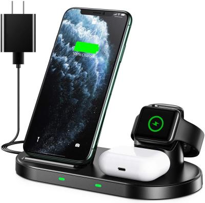 China Charging Wireless Charger 3 in 1 Stand for Apple iWatch Series iPhone 6/5/4/3/2/1 AirPods Pro, QI Phone Fast Charging 15W Charger Dock for sale